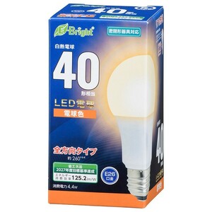 LED電球 E26 40形相当 全方向 電球色｜LDA4L-G AG27 06-4340 OHM オーム電機