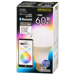 LED電球 Bluetooth対応 E26 60形相当 広配光 調色/色相調整タイプ｜LDA8-G/RGB/I 1 06-0974 オーム電機
