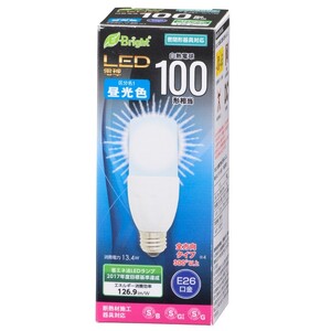 LED電球 T形 E26 100形相当 13W 昼光色 全方向タイプ 円筒型電球形 E-Bright LDT13D-G IS20 06-3128 オーム電機