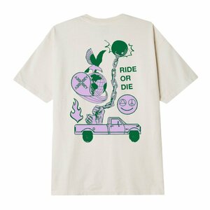 新品 OBEY オベイ Tシャツ ヘビーウェイト RIDE OR DIE HEAVYWEIGHT バックプリント ベージュ系 L