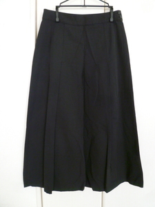 ESCORIAL/ito gold * black stitch entering box pleat long skirt 40/ black Flare beautiful .*SK66