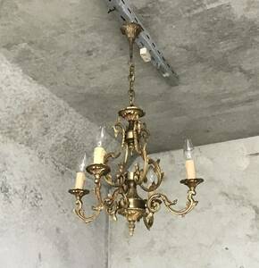  France antique chandelier 4 light Bird Cage candle light hanging lowering sealing bronze store furniture beauty . Cafe 