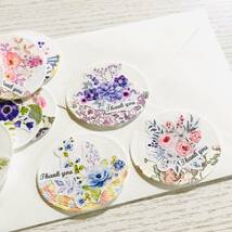 ハンドメイド☆リバティ布シール☆ボタニカルフラワー☆thank you☆３０枚☆完成品_画像7