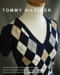594 новый товар *TOMMY Tommy Hilfiger *a-ga il короткий рукав вязаный * темно-синий *S*WOMENS