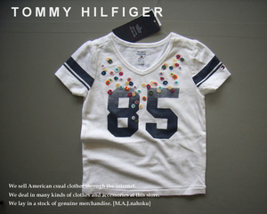 495 новый товар *TOMMY Tommy Hilfiger * цветочный принт V шея вышивка футболка * белый *12M* ребенок 
