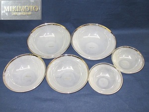 *YC5226 MIKIMOTO glass bowl 6 point set f Lost glass platinum . ornament Mikimoto large bowl small bowl platter . pot taking plate free shipping *