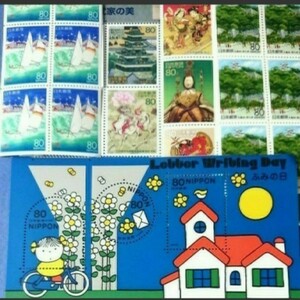 未使用 ■ 80円×20枚+50円×4枚 絵柄おまかせ 特殊切手 バラ ブロック(小片)