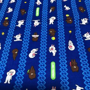 生地 ハギレ LINE柄 ブルー 110×50cm