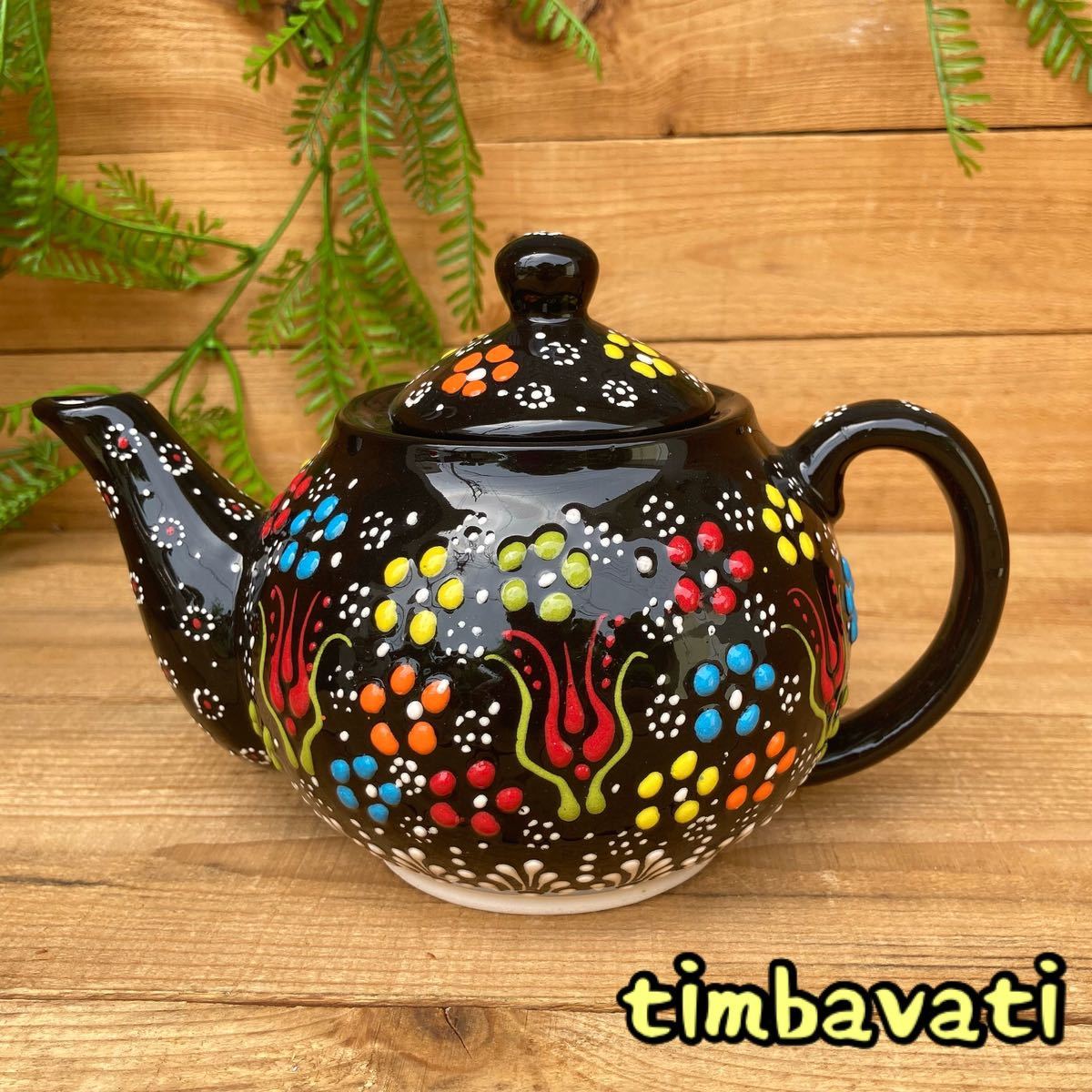 20cm☆Brand new☆Turkish pottery teapot *Black* Handmade Kutahya pottery [Free shipping under certain conditions] 112, Western-style tableware, Tea utensils, pot