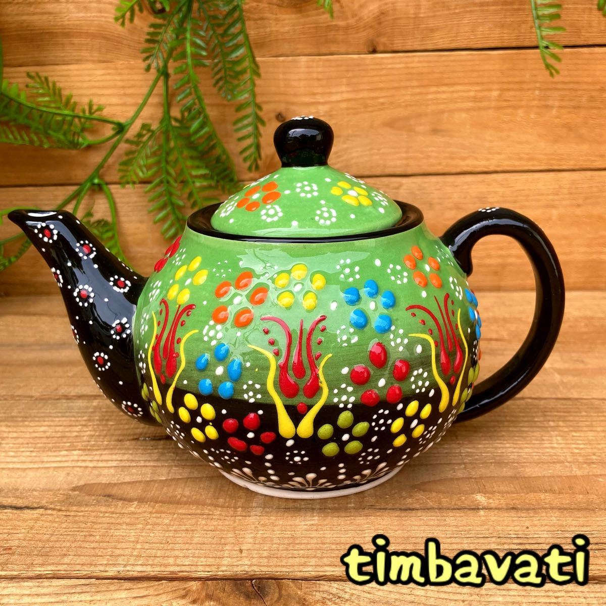 20cm☆Nuevo☆ Tetera de cerámica turca *Verde claro* Cerámica Kyutahya hecha a mano [Envío gratis con condiciones] 114, vajilla occidental, utensilios de té, maceta