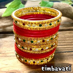 [ conditions attaching free shipping ]* new goods * glass bangle gorgeous 18 pcs set * exotic red * Arabia nekizo сhick 