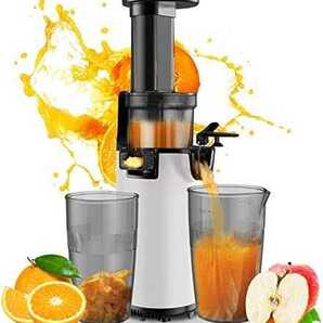 ミニスロージューサー 搾りカス分離 低速回転 ジューサー 小型 ミキサー 高い搾汁率 酸化しにくい コンパクト (ホワイト, Mサイズ)