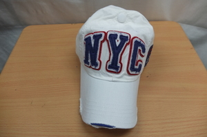 ゴルフキャップ　野球帽　ダメージ加工　綾織綿布　NYC白★未使用格安！