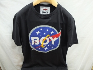 送料無料！半袖Ｔシャツ　ロゴマークプリント　天竺　Ｍサイズ　黒　英国ＢＯＹ　ＬＯＮＤＯＮ　スペースボーイ★未使用格安！254204