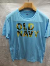 送料無料！半袖Tシャツ　ロゴプリント　天竺　Ｌ　ターコイズブルー　米国OLD　NAVY★未使用格安！_画像2