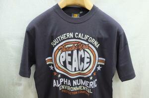 ★半袖Tシャツ　ロゴプリント　ヘビーウエイト天竺　Ｌサイズ　紺ＰＥＡＣＥ　米国ALPHANUMERIC★未使用格安！