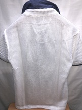ポロシャツ　ゴルフシャツ　サッカーストライプ　２枚衿　ストレッチ　Ｍサイズ　白　ＣＲＥＡＴＩＯＮ　ＣＵＢＥ★未使用格安！_画像6