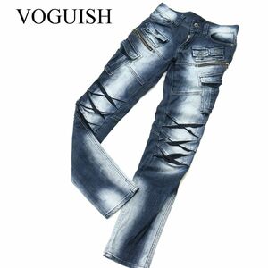 VOGUISH ヴォーギッシュ ルパート クロス デザイン 加工 ストレッチ スキニー カーゴ デニム パンツ ジーンズ Sz.XS　メンズ　A2B02942_6#R