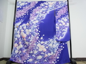 着物屋こころ■豪華振袖 草花文 暈し染め 銀彩 正絹 逸品 B-ph6215