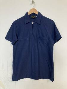 * прекрасный товар HAVERSACK ATTIRE Haversack a Thai a рубашка с коротким рукавом L сделано в Японии темно-синий рубашка-поло вязаный тянуть over 