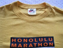 第24回 1996 JAL HONOLULU MARATHON FINISHER ホノルルマラソン完走記念Tシャツ　黄系　サイズ US M　USA製　DC CARD/JAL/NIKE　NIKE社製_画像4