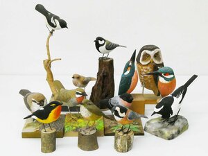 ◆小鳥のオブジェまとめて!! 木彫り 小鳥 野鳥 置物 オブジェ シジュウカラ カワセミ ウソ ホトトギス 愛鳥家