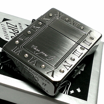 ZIPPO ライター ジッポ 1935 復刻レプリカ アトラースクロック ブラックサテン 時計 ラインストーン 3バレル かっこいい おしゃれ 角型_画像3