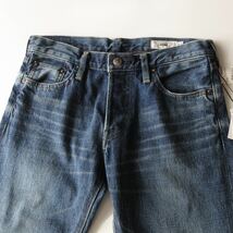 未使用タグ付き HYKE ハイク TIGHT STRAIGHT DENIM ビンテージ加工スリムデニムパンツ サイズ27 S〜M インディゴ 旧green グリーン_画像3