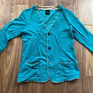 SHIPS JET BLUE 花柄入ニットカーディガン sizeM