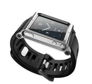 ★iPod nano 6第6世代用LunaTikアルミ腕時計ベルトセット，シルバー色