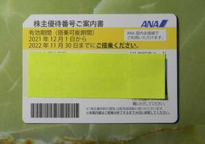 ANA 全日空株主優待券1枚 ２０２２年１１月３０日まで　普通郵便は当方負担します。