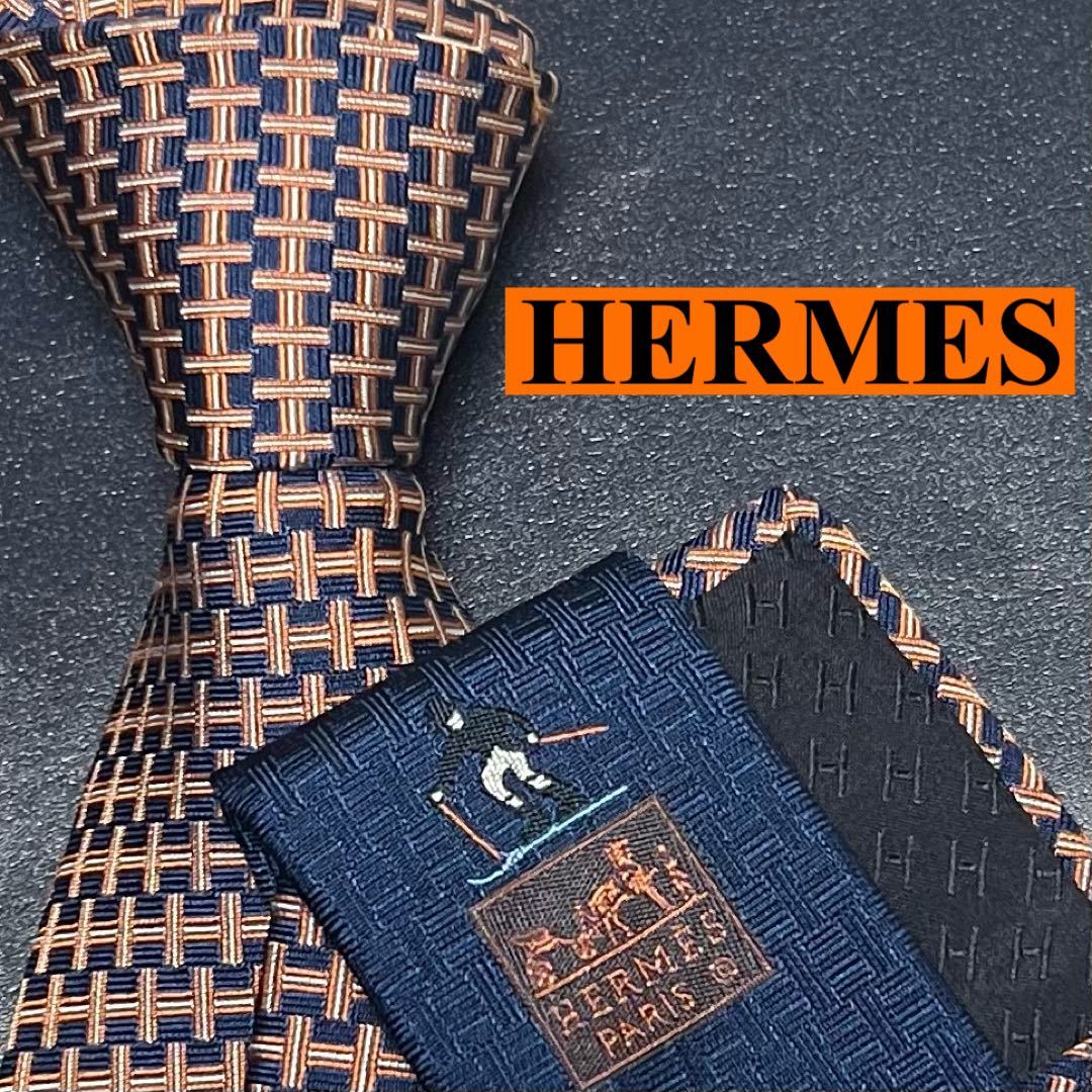 未使用 HERMES エルメス ネクタイ H CHEVAL PUNK-