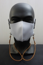 ◆Leather Mask Cord◆国産本牛革レザーコード NATURALｘSILVER 日本製 マスクコード ストラップ バンド アクセサリー_画像1