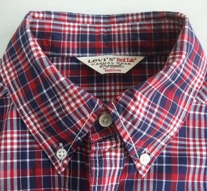 Levi's Red Tab リーバイス レッドタブ　チェック柄 半袖 ボタンダウンシャツ Mサイズ 中古品　古着 501 