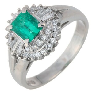 [. talent head office ]Non Brand non brand 0.54ct emerald 0.31ct diamond ring * ring Pt900 platinum 9 number green DH56073