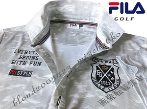 ■新品【FILA GOLF】フィラゴルフ接触冷感＆吸汗速乾DRYカモ柄ポロシャツ■WT/LL(XL)