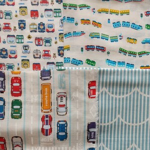 ダブルガーゼ生地 車 道路 電車 4種セット 50×50 男の子 ハギレ