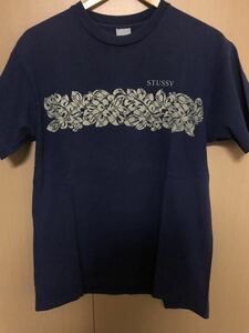 OLD STUSSY オールドステューシー Tシャツ ビンテージ 黒 M 90s 00s ハイビスカス ネイビー