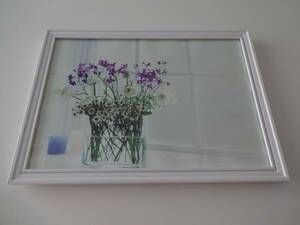 アートフレーム§写真ポスター付A4額(選択可)§花・グラス・紫・白・野草・植物