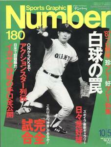 雑誌Sports Graphic Number 180(1987.10/5)★プロ野球「珍プレー好プレー」特集/表紙:江川卓/ONからKKまでアクションスター列伝/完全試合★