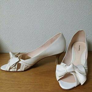  слоновая кость туфли-лодочки обувь BridgetBirkin размер 24 сделано в Японии симпатичный лента есть стежок б/у слоновая кость 