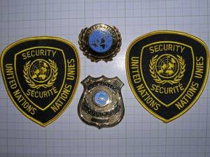 特価SALE！レア物！UNITED NATIONS SECURITY SECURITE 帽章・バッジ・パッチ２枚セット・１点物 #51