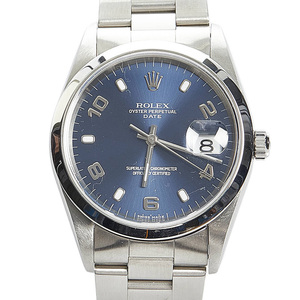 ロレックス オイスターパーペチュアルデイト 腕時計 15200 自動巻き ブルー文字盤 ステンレススチール メンズ ROLEX 【中古】