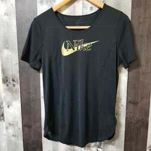 NIKE DRI-FIT Nike короткий рукав футболка M размер тонкий оттенок черного 