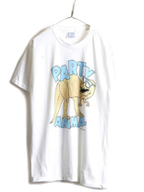 デッドストック 90s USA製 大きいサイズ XL ■ 恐竜 キャラクター プリント 半袖 Tシャツ ( メンズ ) 新品 90年代 シングルステッチ 白_画像1