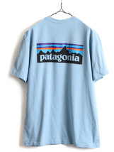 19年製■ パタゴニア プリント 半袖 Tシャツ ( メンズ M ) 古着 PATAGONIA オーガニック コットン フィッツロイ アウトドア 半袖Tシャツ 青_画像1