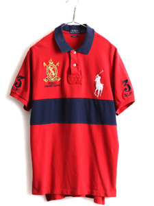 ビッグポニー 大きいサイズ XL ■ POLO ポロ ラルフローレン 鹿の子 半袖 ポロシャツ ( メンズ ) 古着 ラガーシャツ タイプ 半袖シャツ 赤