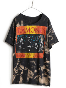 90s カットオフ ★ RAMONES 両面 プリント 半袖 Tシャツ ( メンズ XL 程) 古着 90年代 ラモーンズ バンド ロック パンク タイダイ オールド