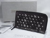 ジミーチュウ JIMMYCHOO ラウンドファスナー長財布 カーナビー GTA/173 ガンメタル ブラック金具 良品 箱有_画像1