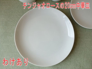 わけあり ケーキ皿 丸皿 白 20cm 中華皿 プレート レンジ可 食洗器対応 美濃焼 日本製 アウトレット リム無し ポーセラーツ